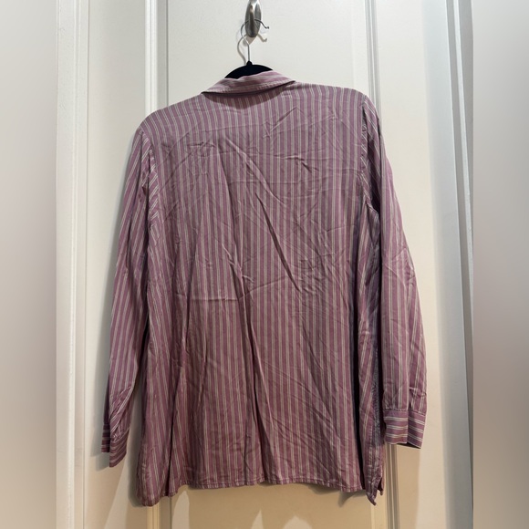 J Jill Lavender Stripe button down shirt large long sleeve armpit to armpit 22” - Picture 8 of 13